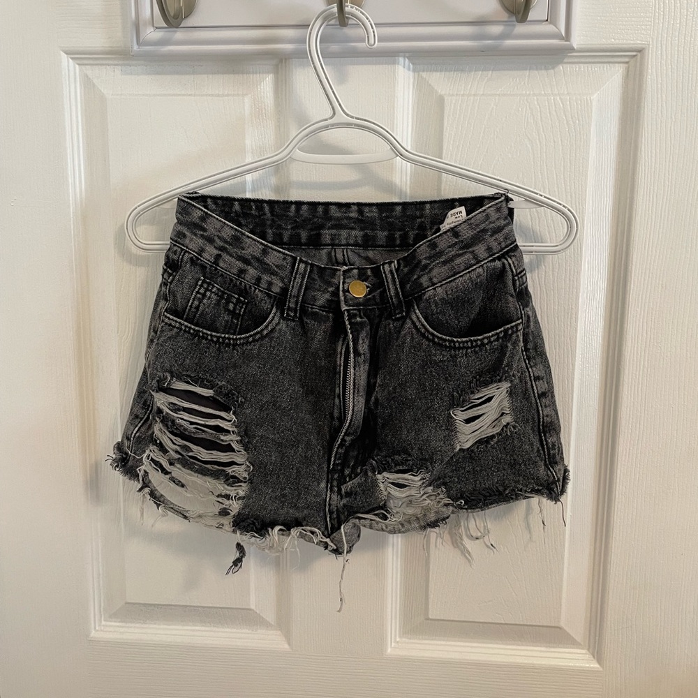 SHEIN High Waisted Distressed Denim Shorts